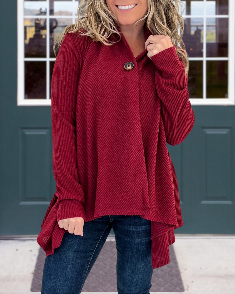 Casual Ribbed Irregular Top