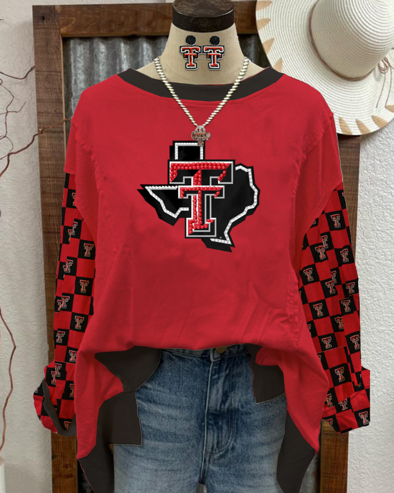 Oversized Texas Tech Beaded Sweatshirt