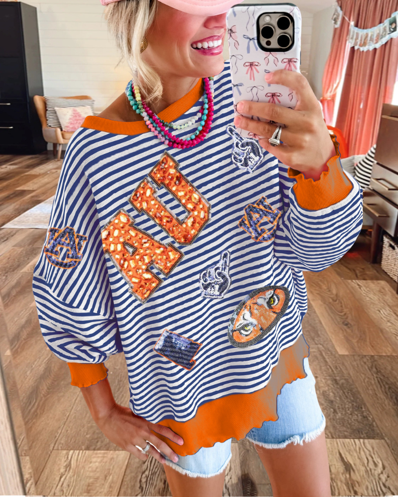 Auburn Tigers Sequin Striped Sweatshirt