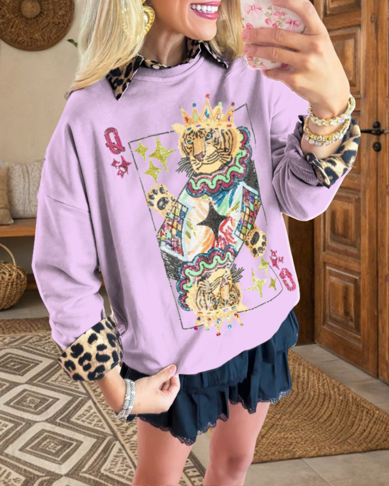 Sequin Tiger Poker Top