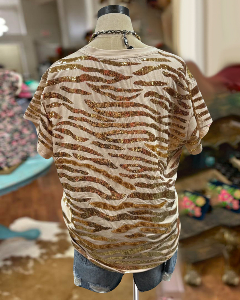 Shine Shine Sequin Tiger Tee