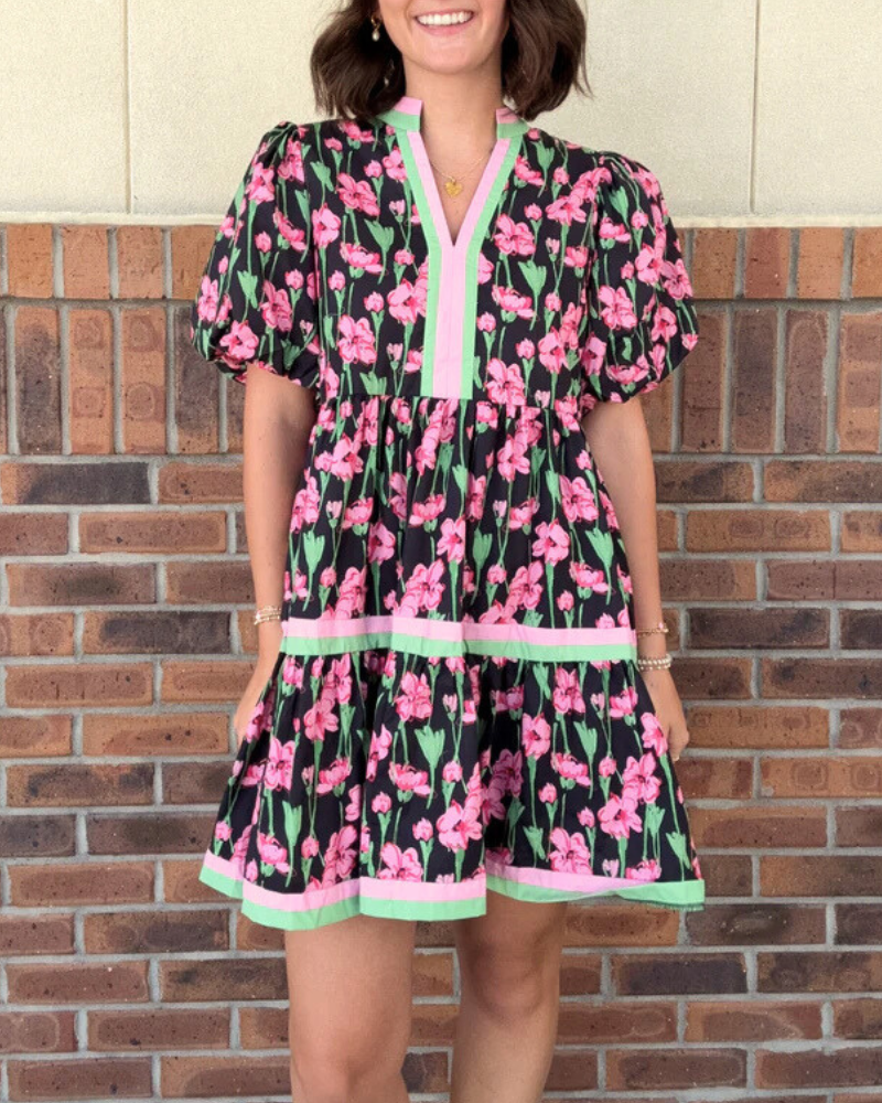 Charming Floral Tiered Dress