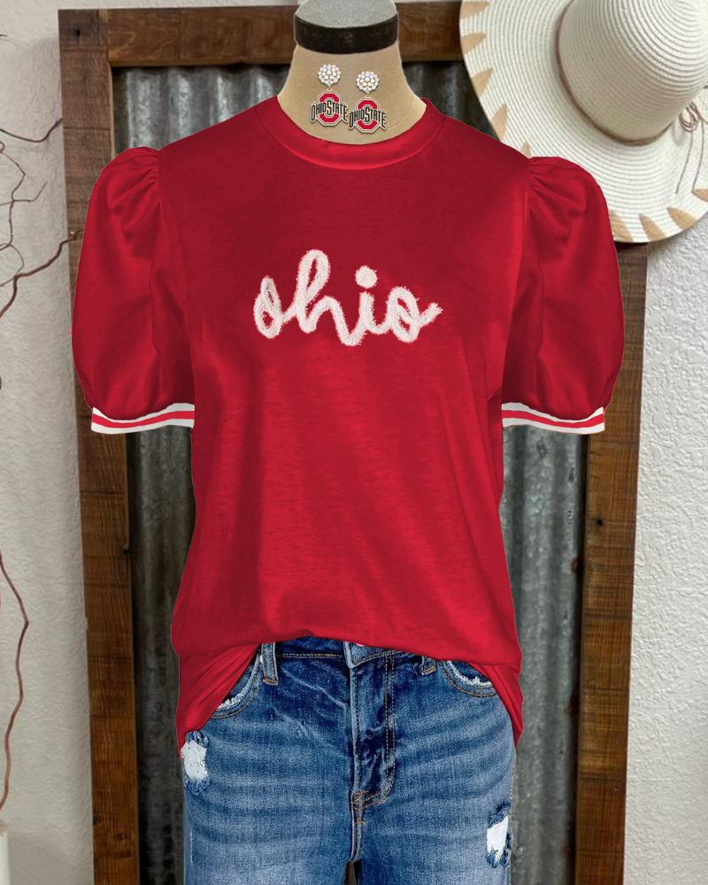 OHIO State Embroidered Top
