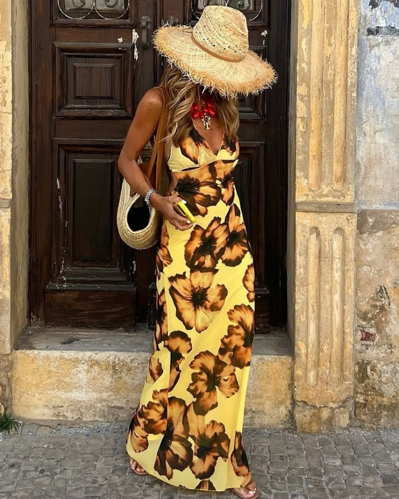 Unique Floral Camisole Maxi Dress