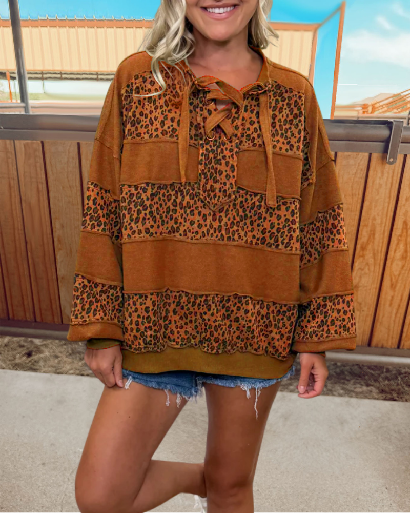 Chic Leopard Layered Pullover