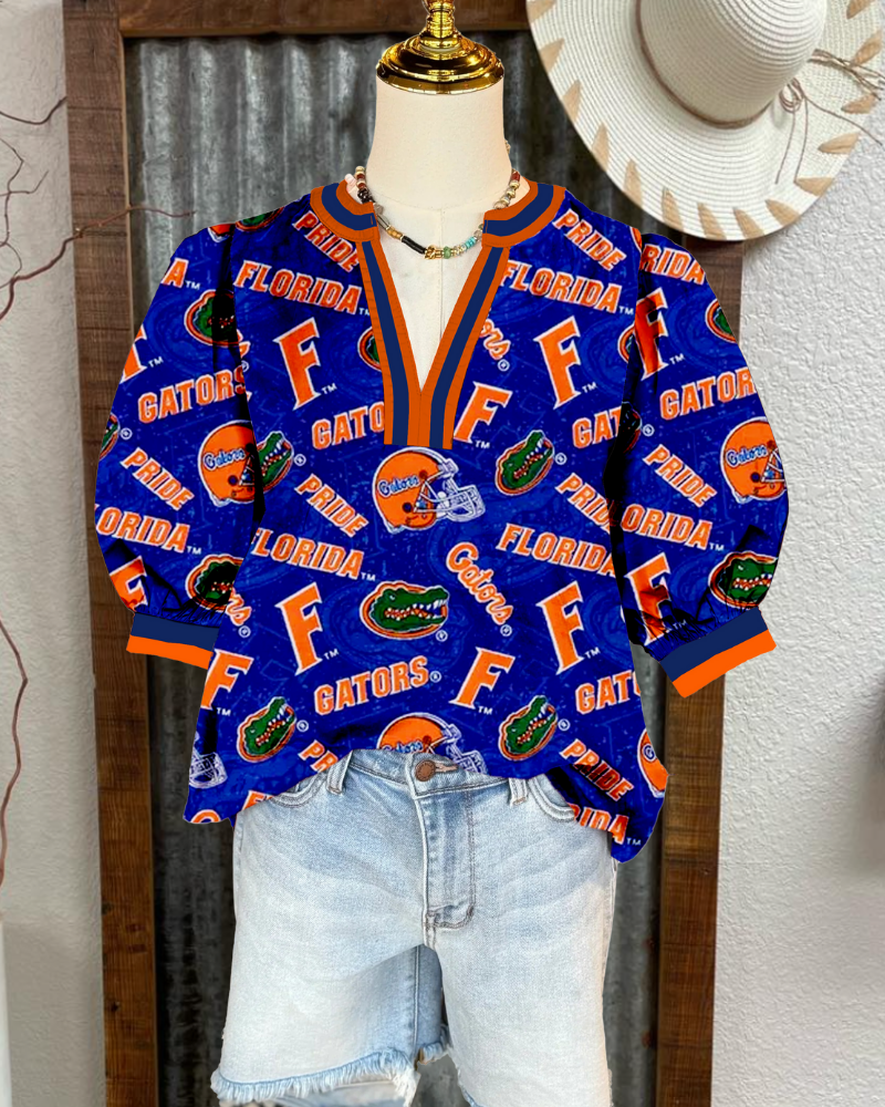 Florida Gators Puff Sleeve Satin Top