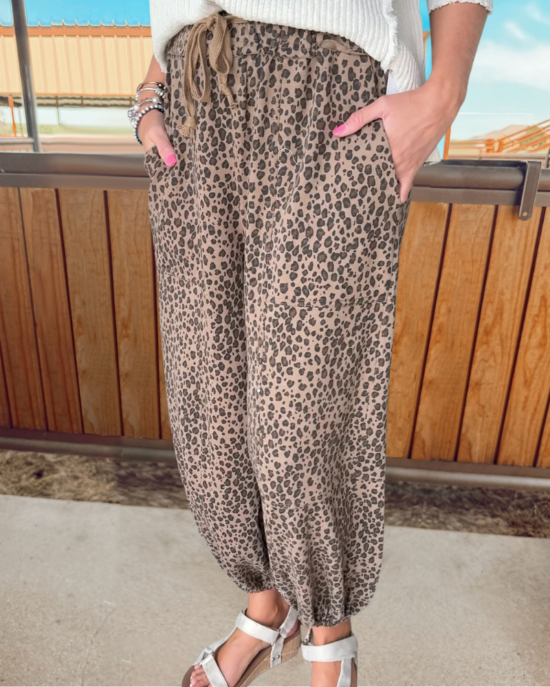 Mini Leopard Drawstring Trousers