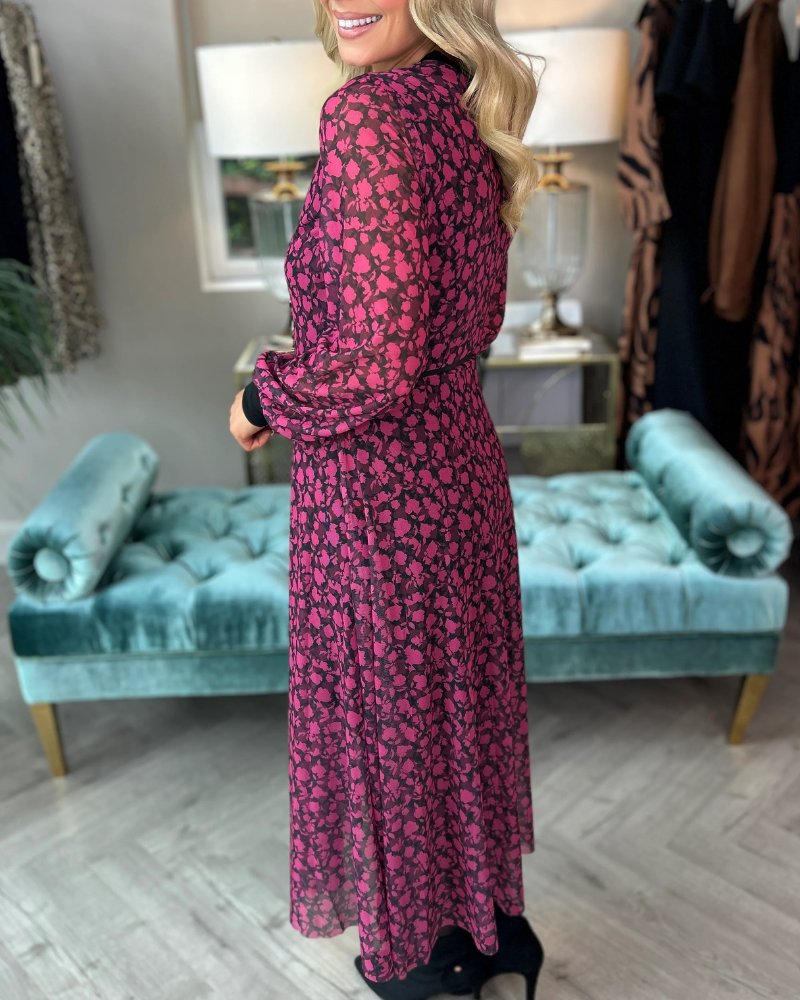 Floral Crew Neck Midi Dress