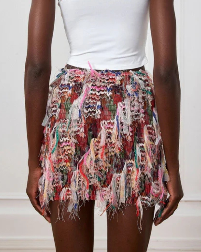 Chic Fringe Short Skirt