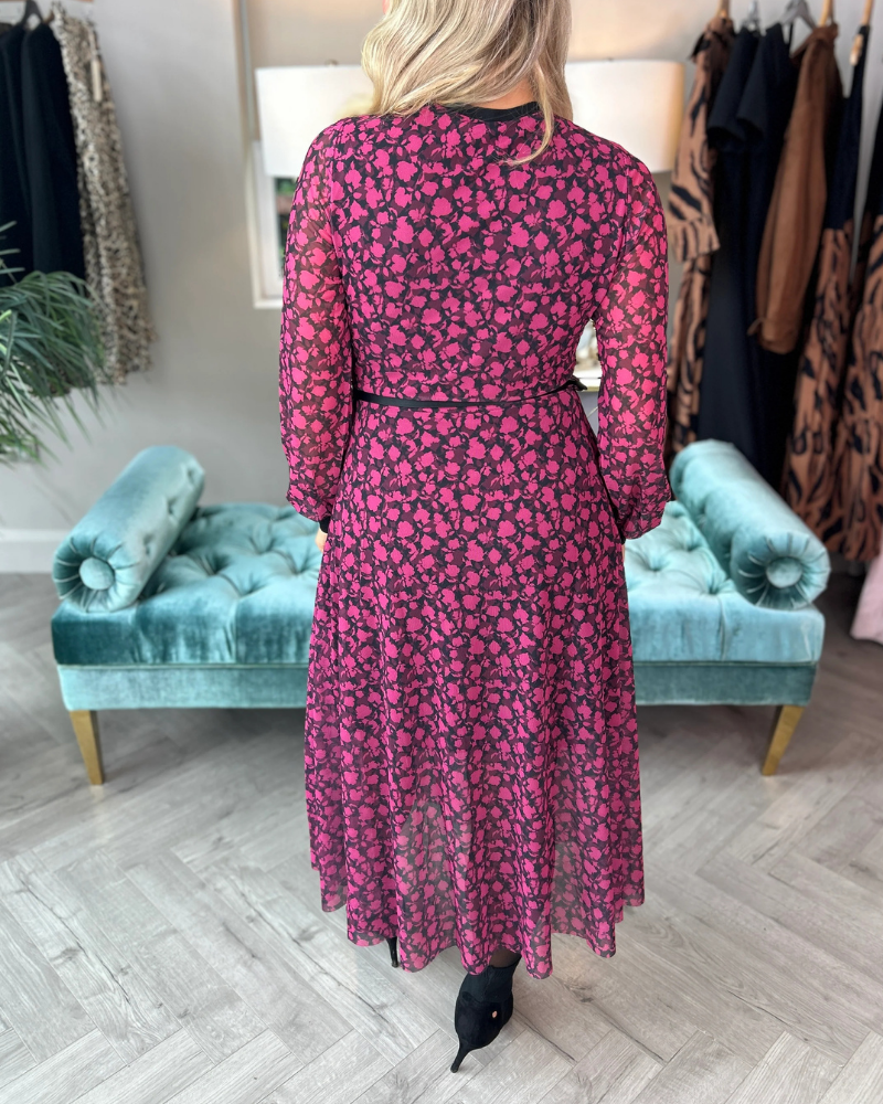 Floral Crew Neck Midi Dress