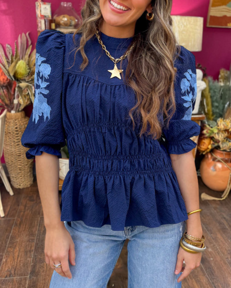 Elegant Puff Sleeve Pleated Top