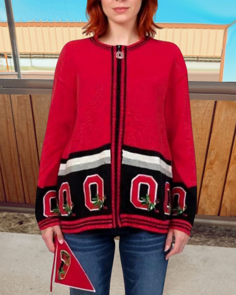 Ohio State Stripe Trim Sweater