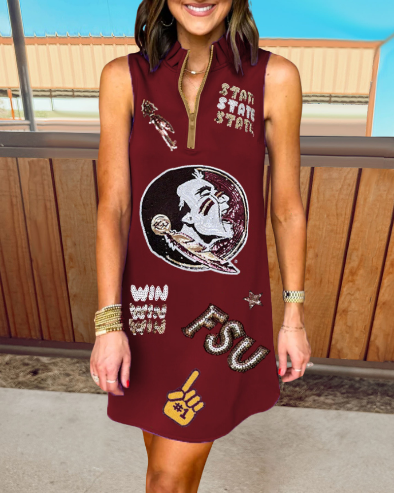FSU Seminoles Sequined Half-Zip Dress