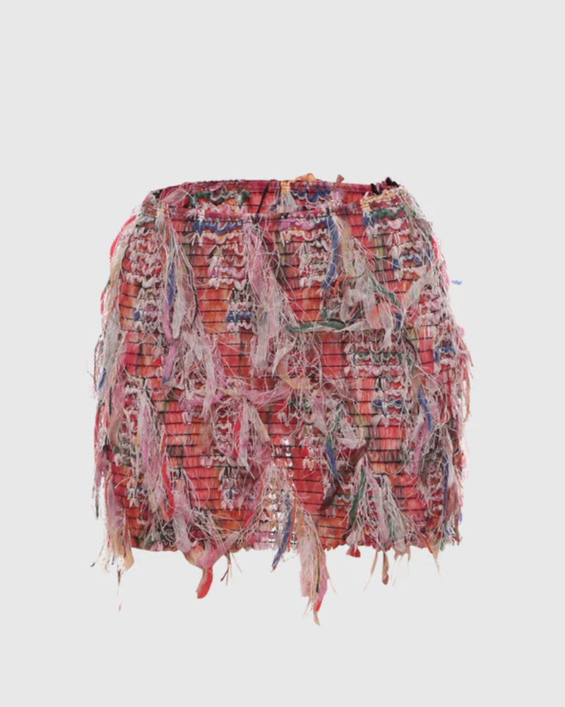 Chic Fringe Short Skirt