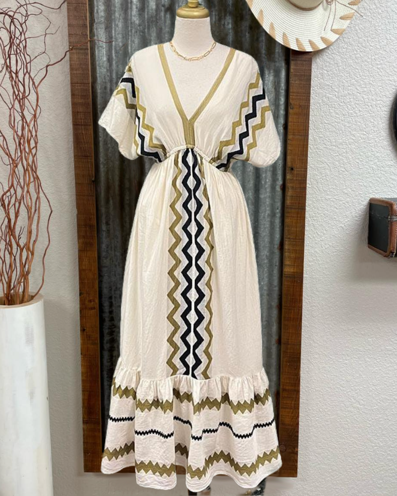 Graceful Wave Striped Maxi Dress