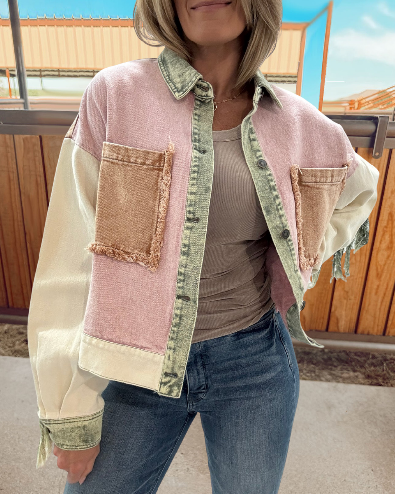 Washed Distressed Fringed Jacket