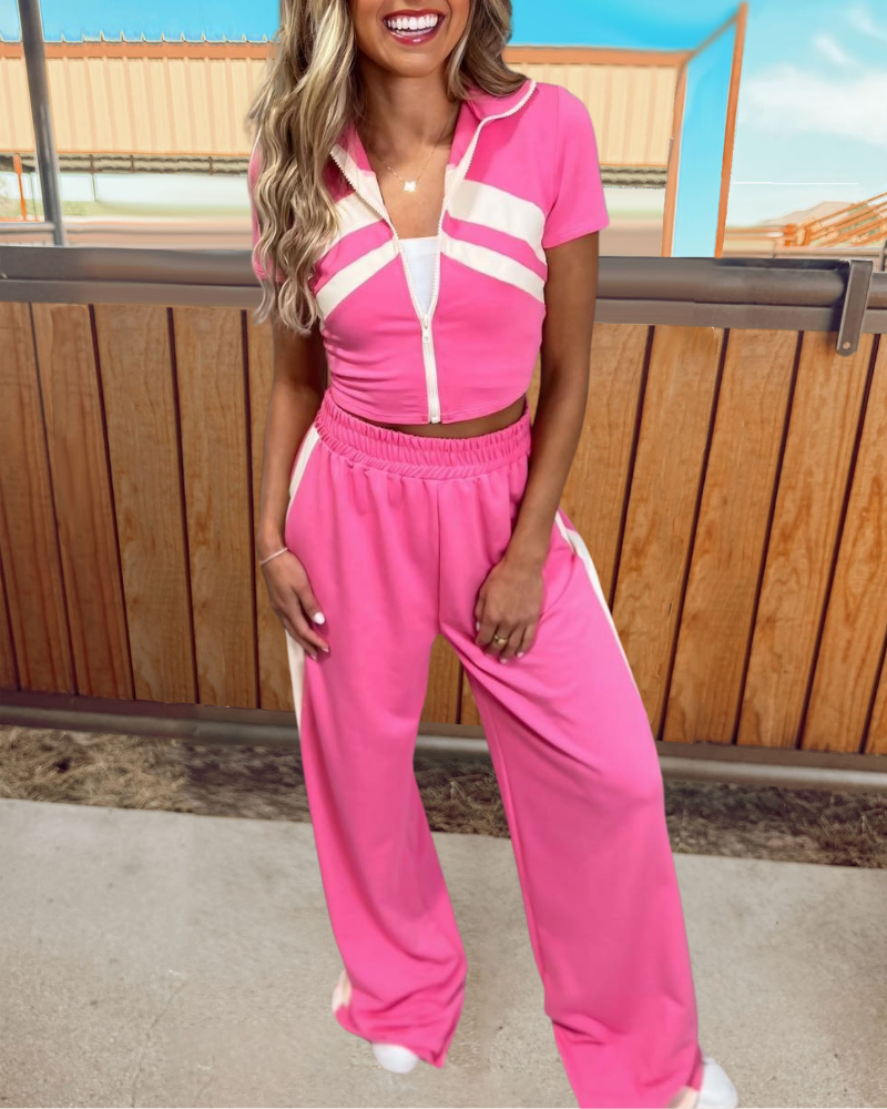 Fashion Zipper Sweatpants Set