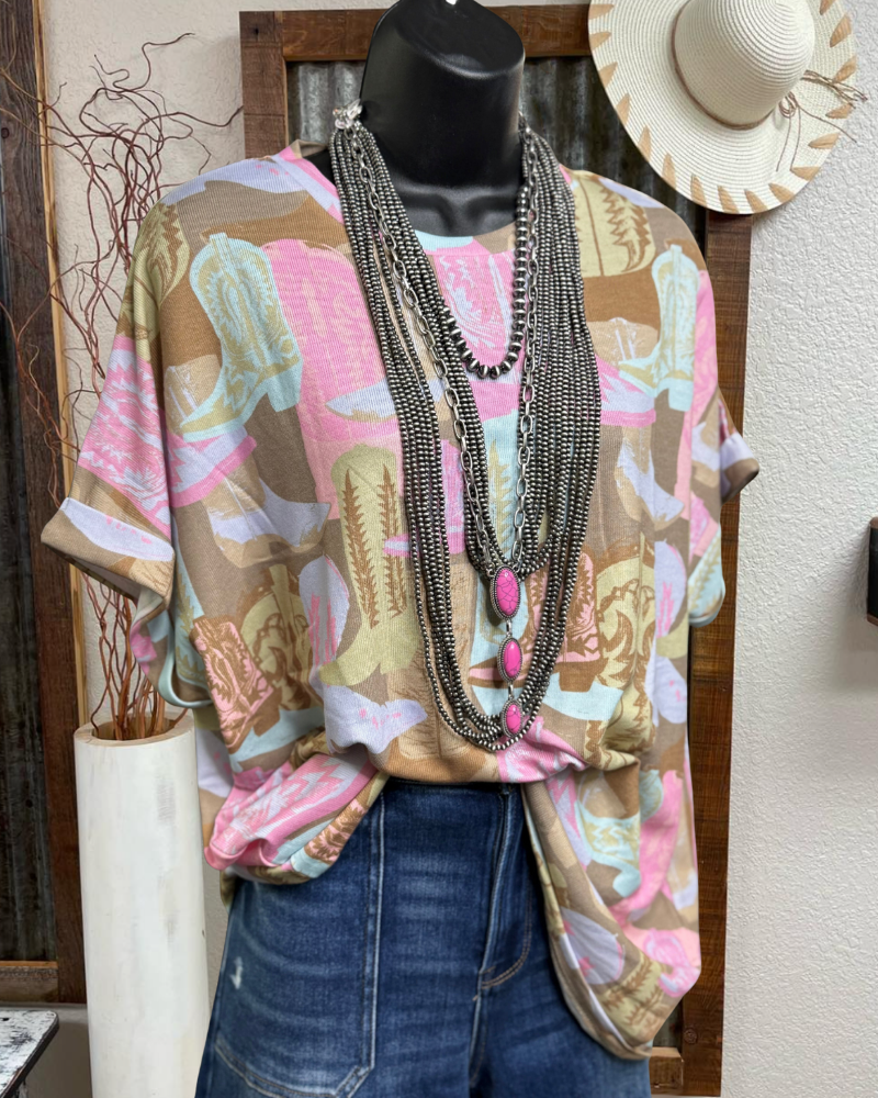 Chic Colorblock Boots T-shirt