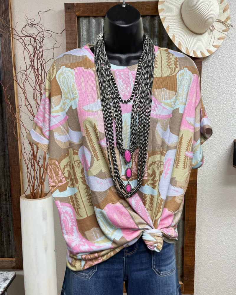 Chic Colorblock Boots T-shirt