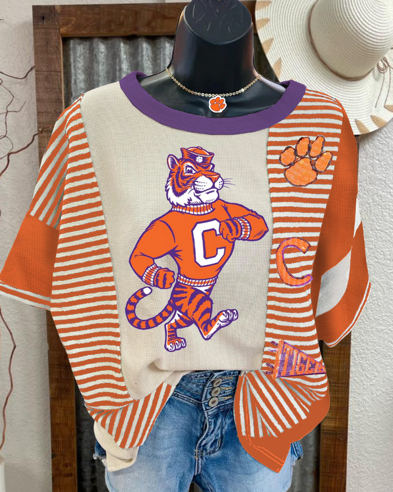 Clemson Tiger Sequin Stripe T-shirt