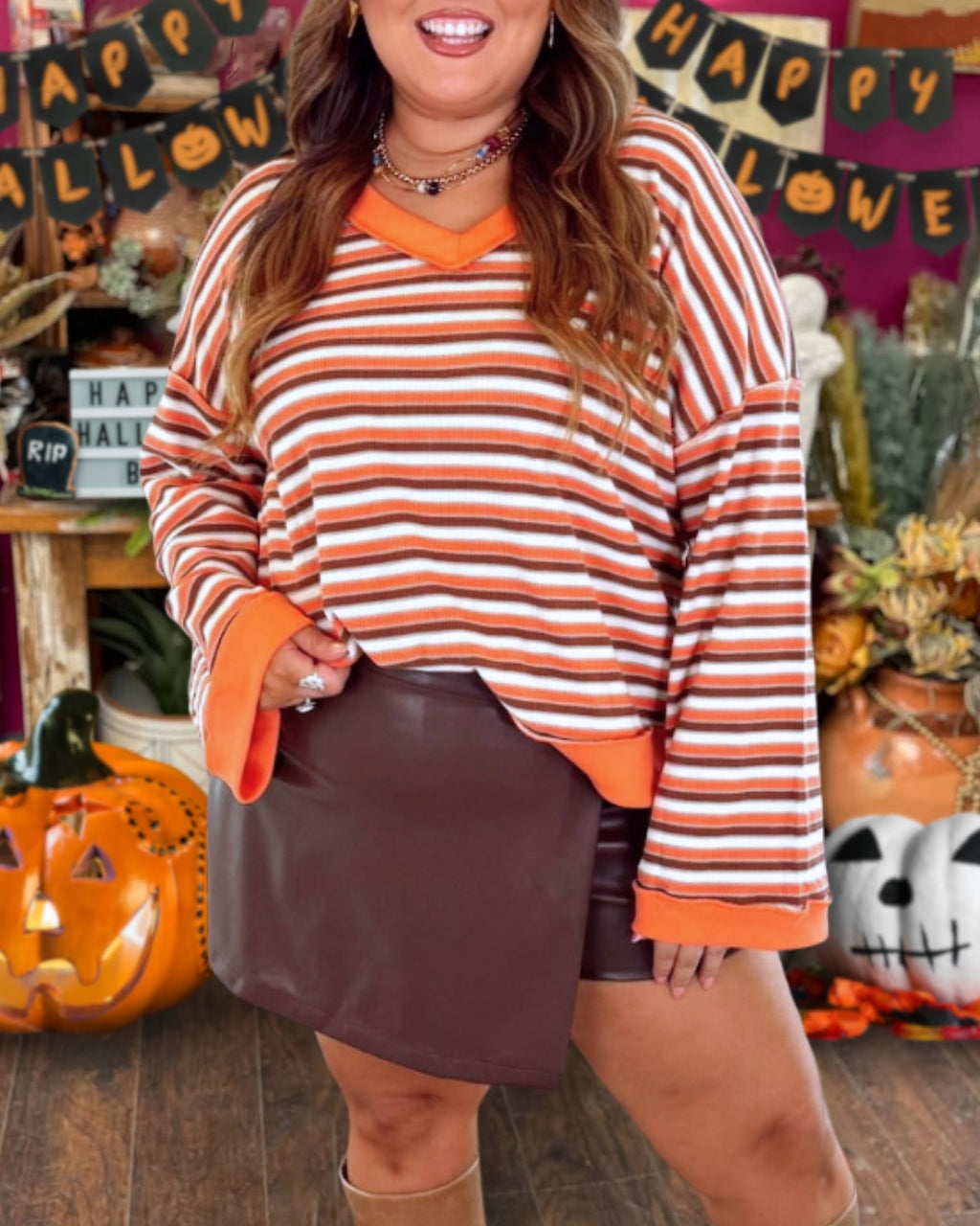 Fun Pumpkin Stripe Sweatshirt