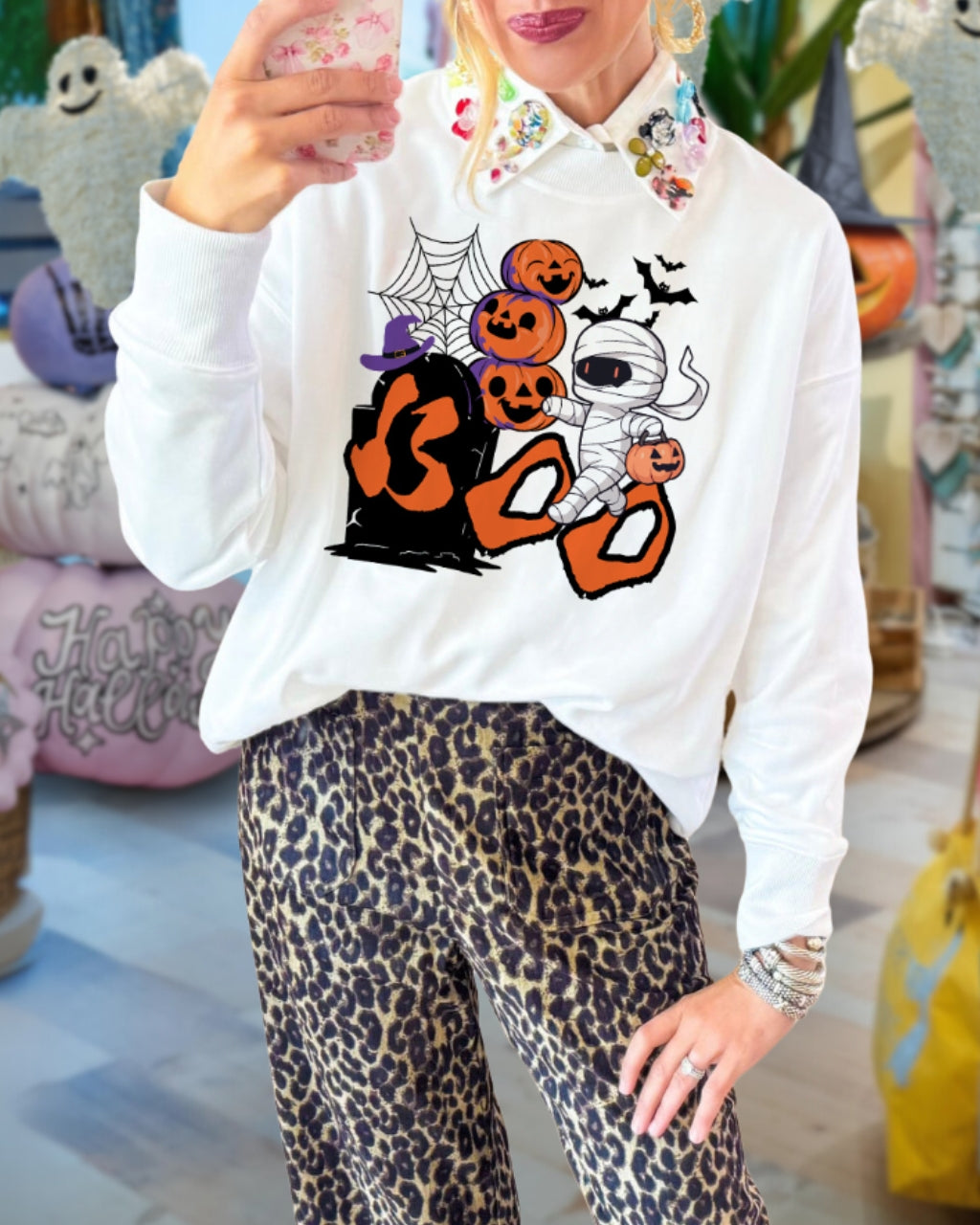 Cool Spooky Halloween Print Sweatshirt