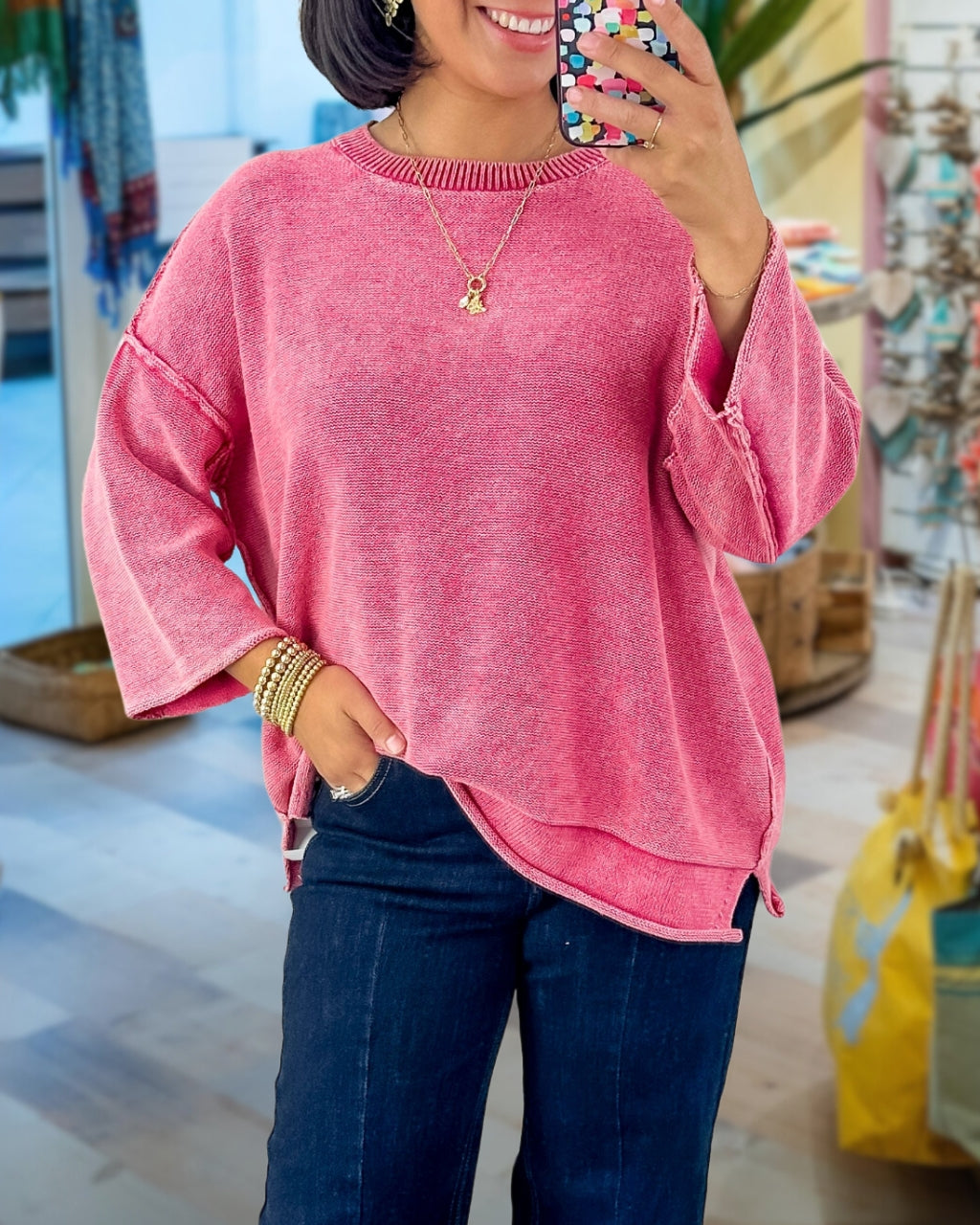 Chic Washed Knit Pullover