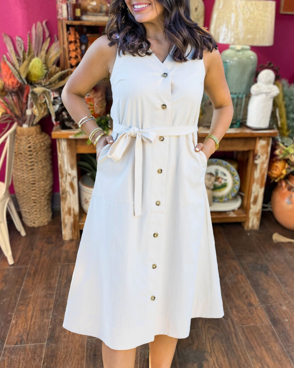 Slow Afternoons Linen Dress