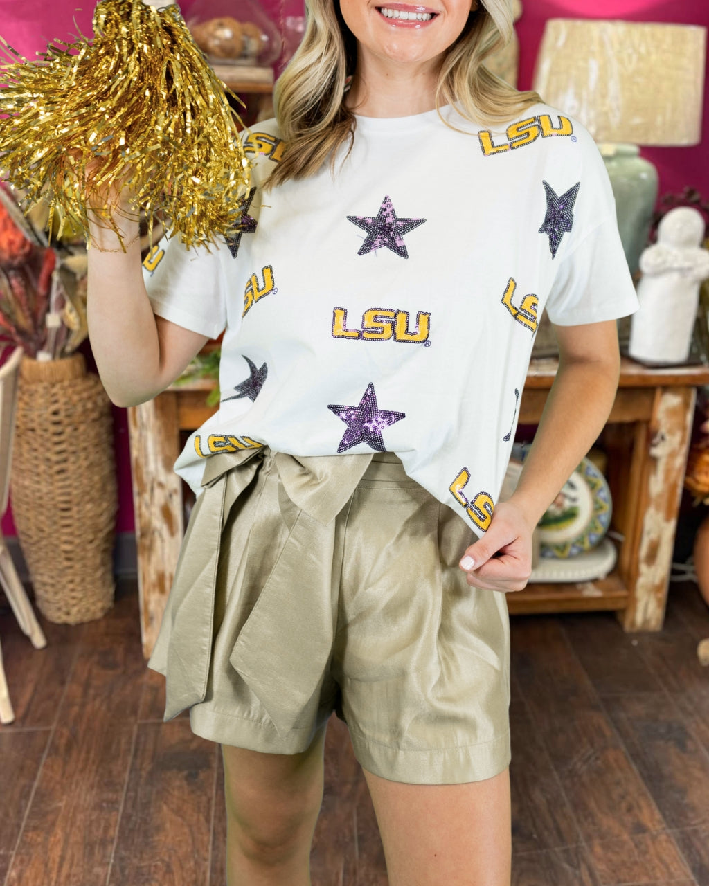 Sparkly Star LSU Sequin Tee