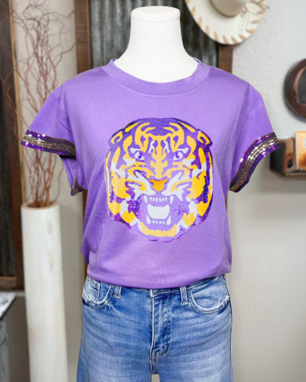 Dynamic LSU Tigers Sequin Tee