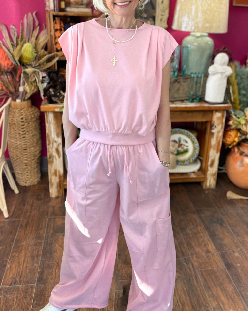 Relaxed Pleated Tank Set
