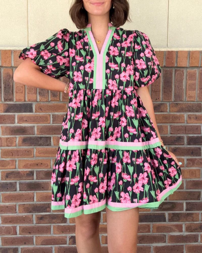 Charming Floral Tiered Dress