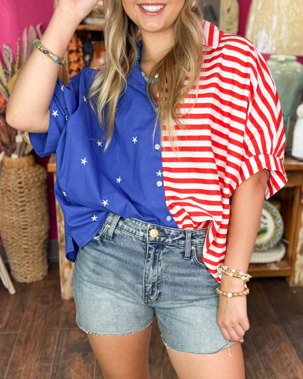 Oversized Flag Blouse