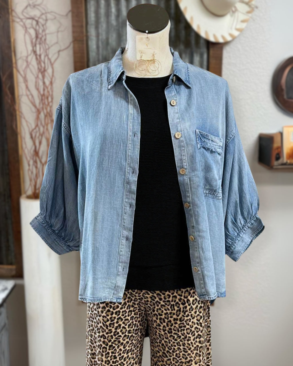 Casual Half Sleeve Denim Shirt
