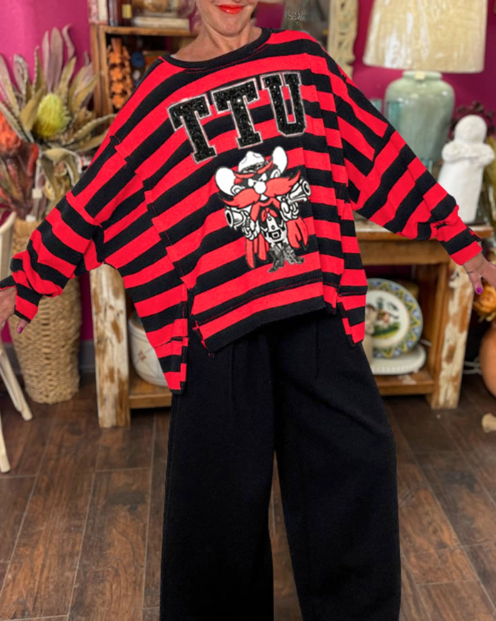 TTU Raiders Sequin Striped Pullover