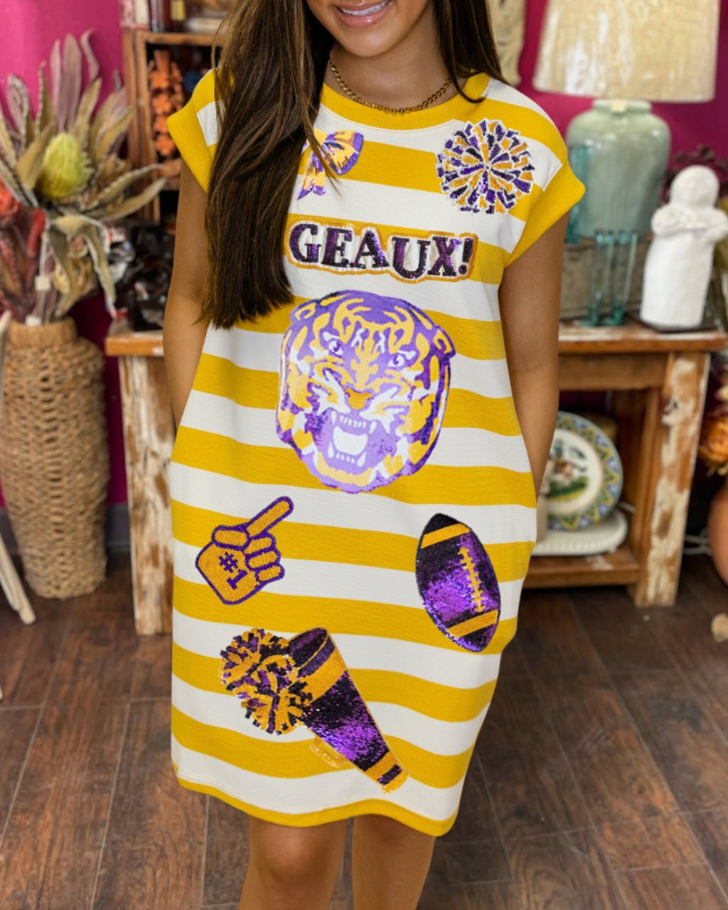 LSU Tigers Sequin Striped Dress
