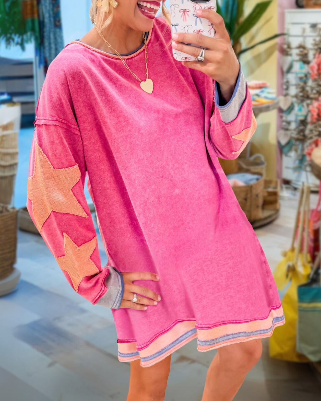 Washed Star Patch Dress