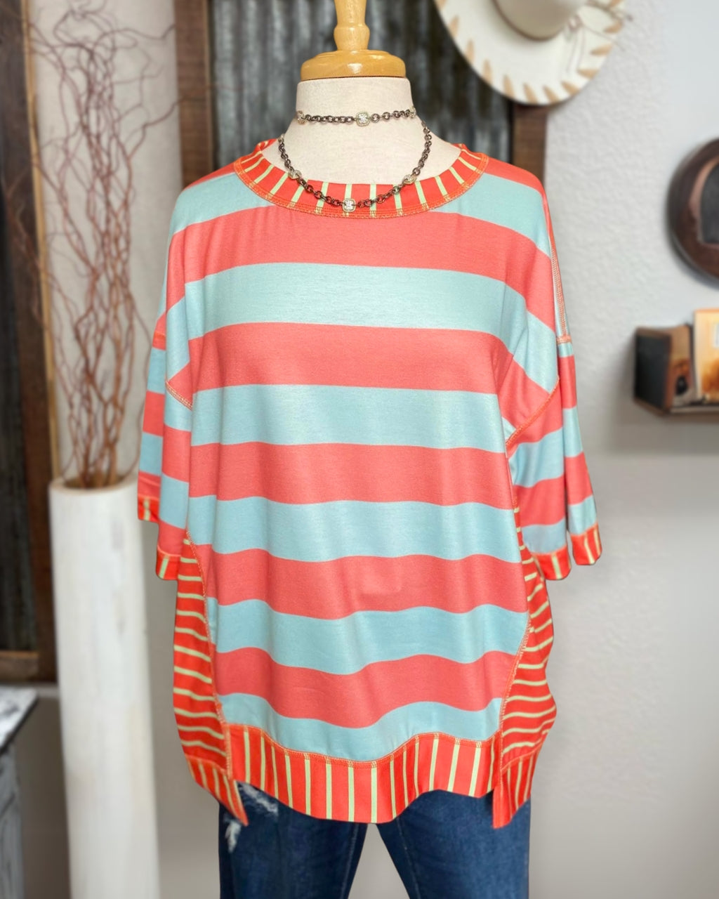 Mixed Stripe Patchwork Tee