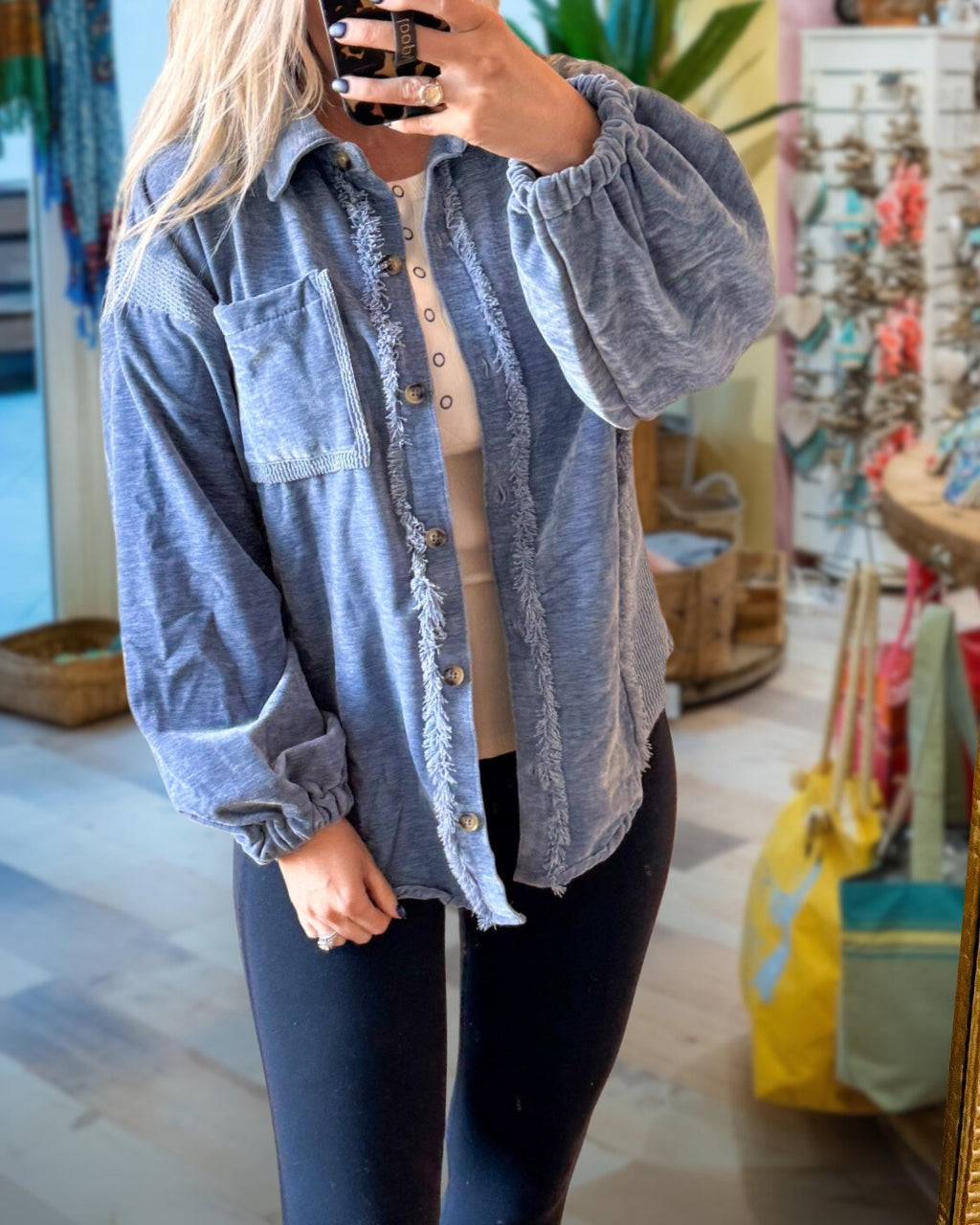 Vintage Washed Fringe Jacket