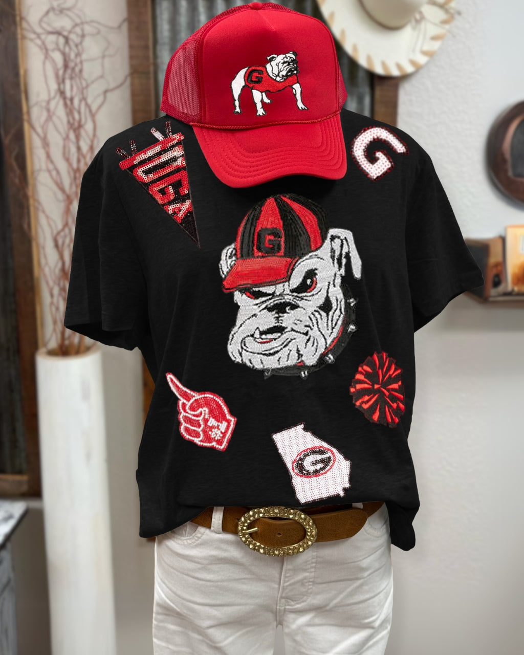 UGA Bulldogs Sequin Embellished Tee