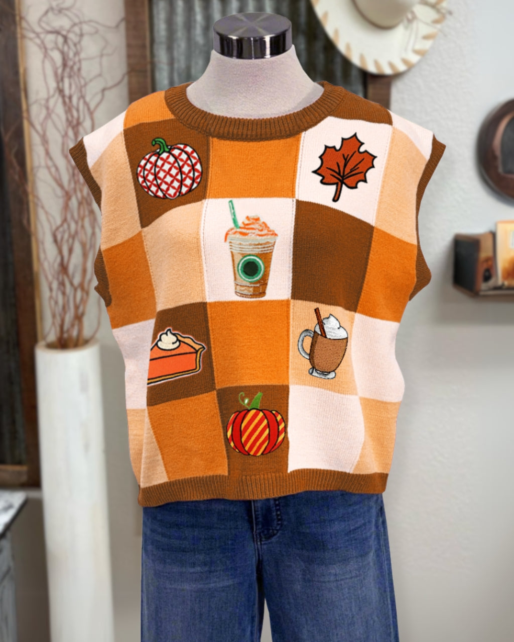 PSL Embroidered Checkered Vest