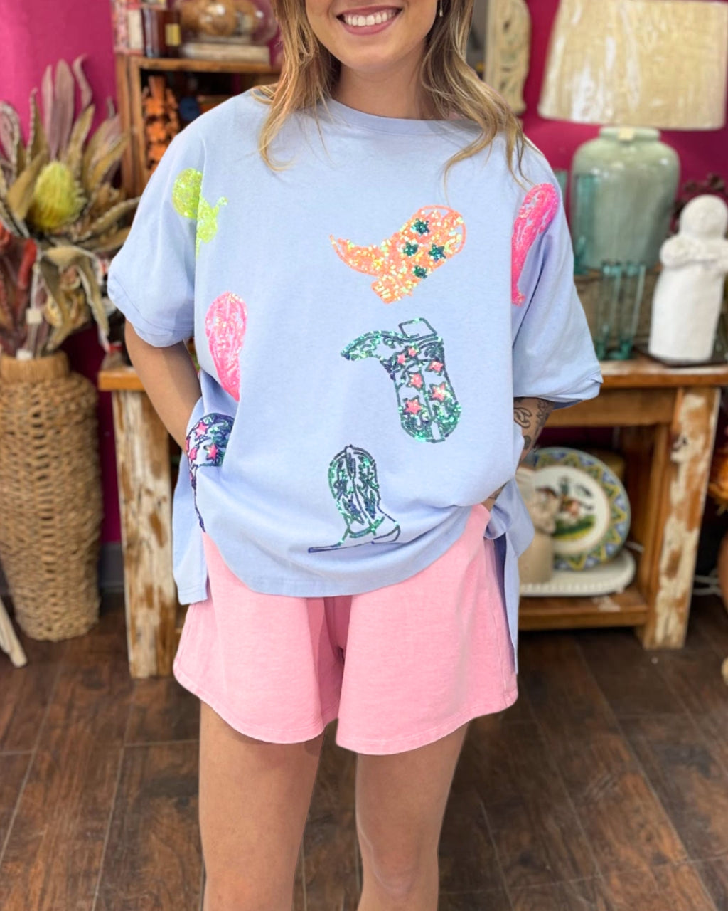 Shiny Boots Sequin T-shirt