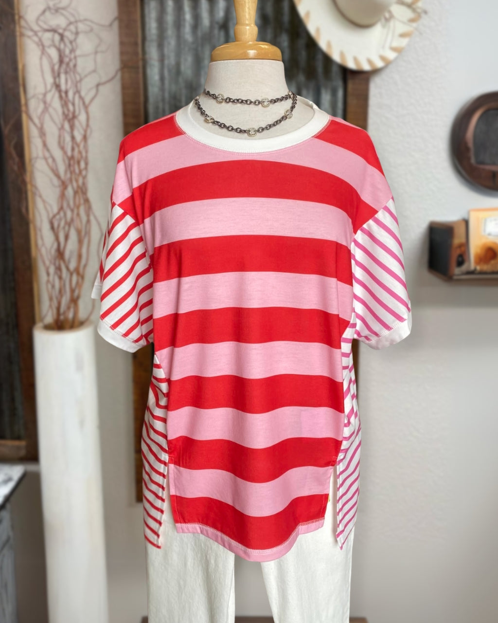 Asymmetric Stripe Mix Tee