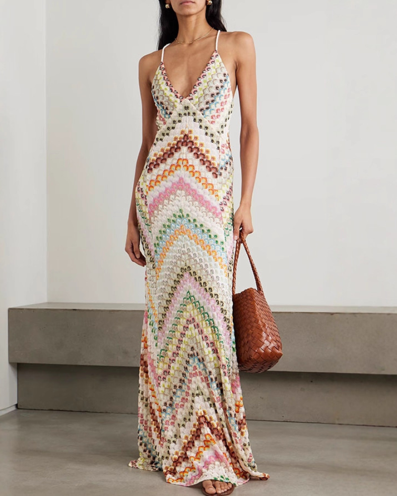 Bohemian Camisole V-Neck Maxi Dress