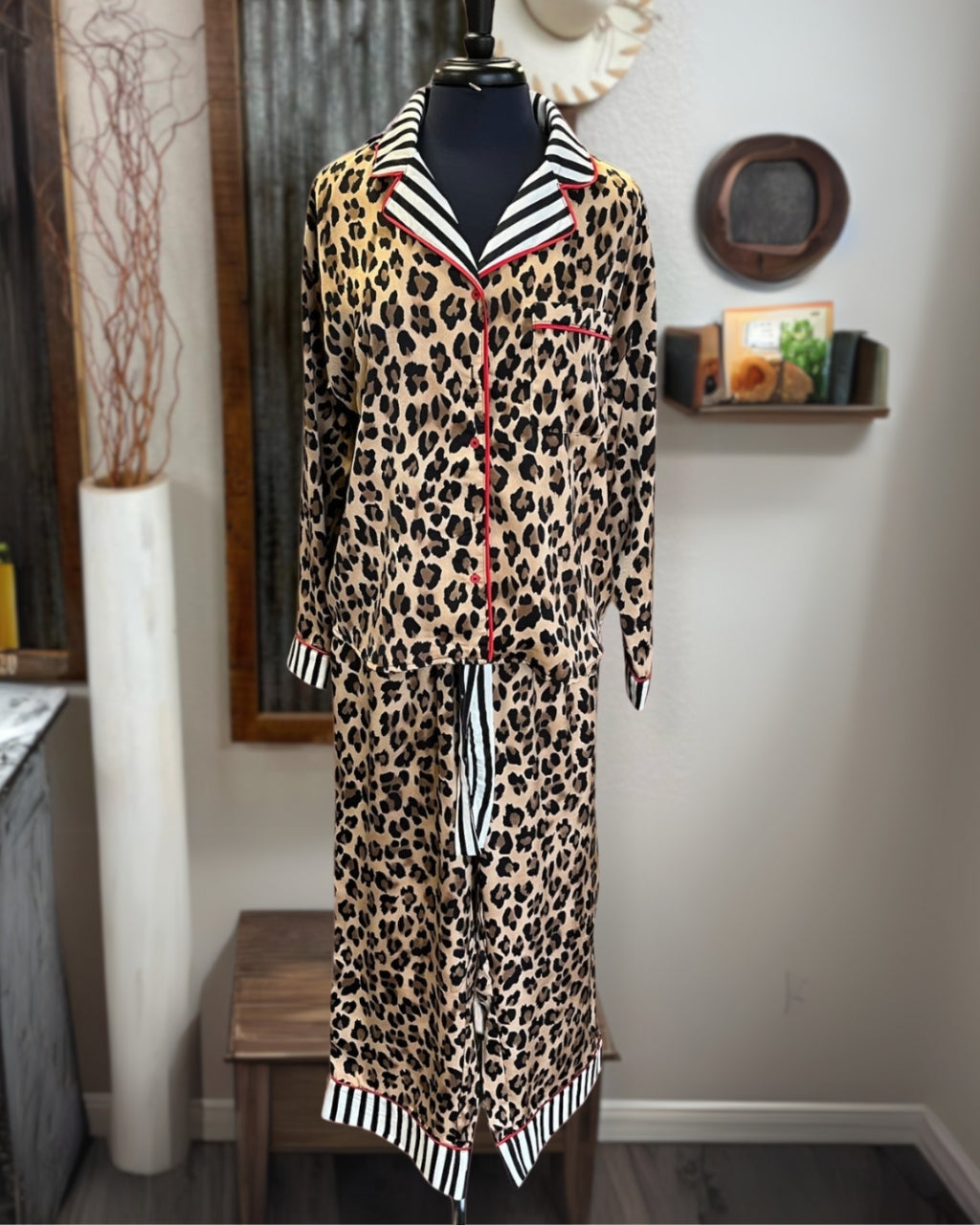 Leopard Satin PJ Set