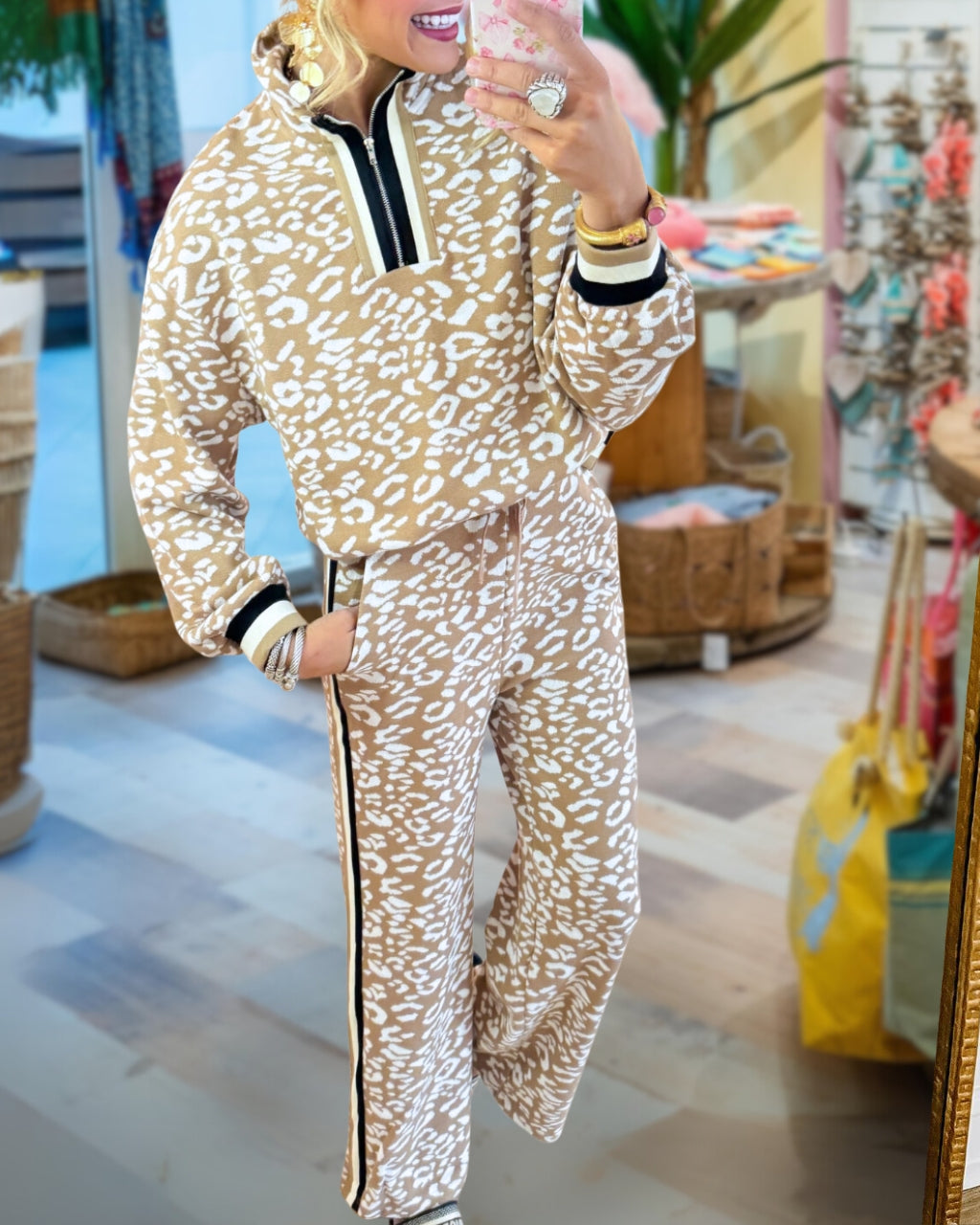Cheerful Leopard Print Cozy Set