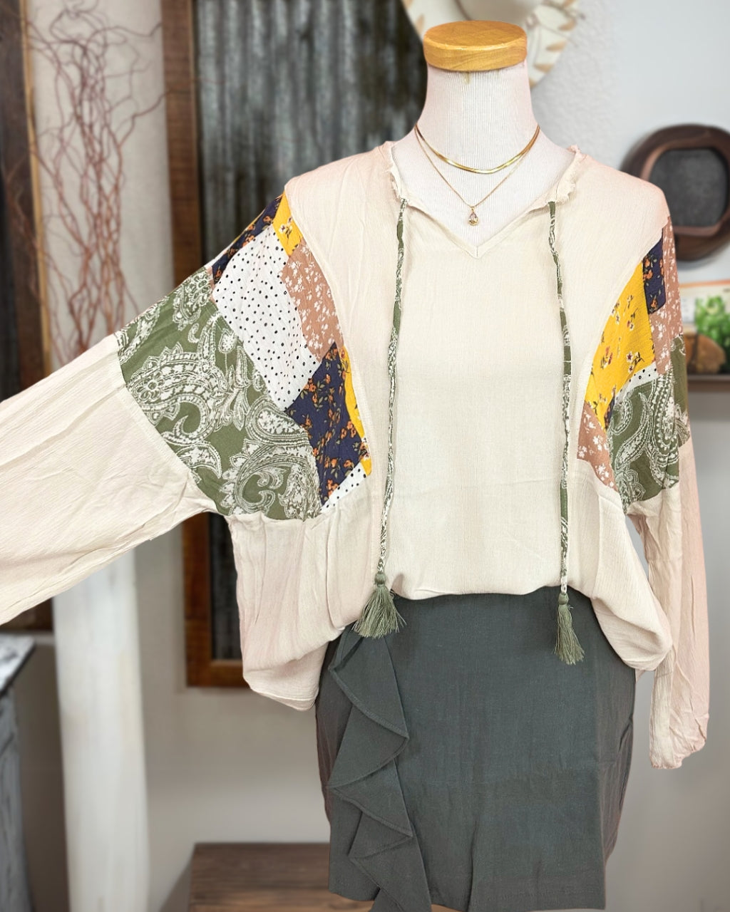 Fringe Trim Patch Pullover