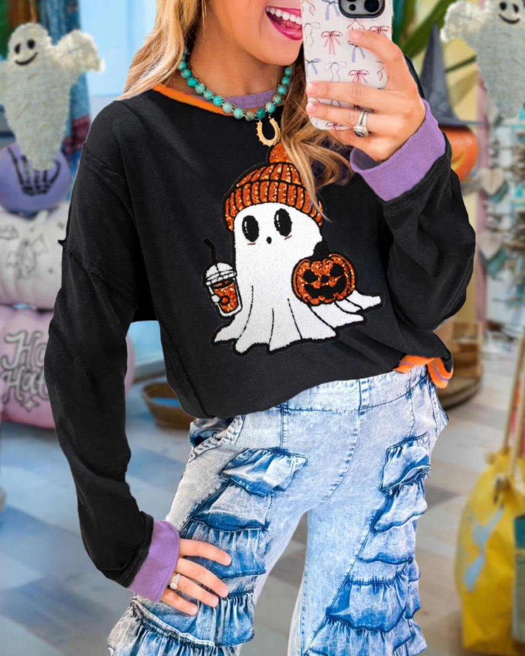 Autumn Ghost Sequin Embellished Pullover