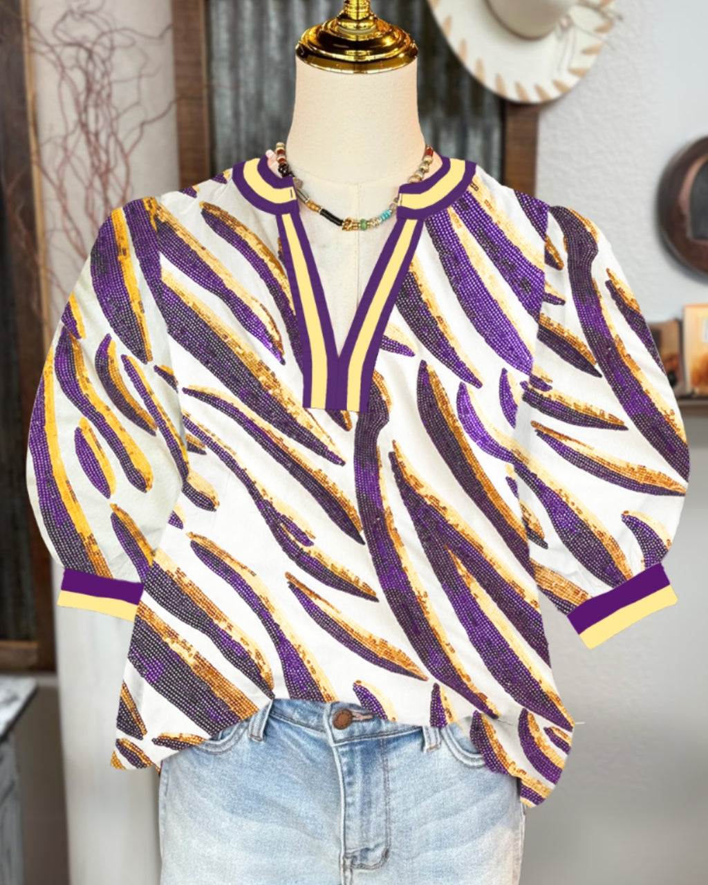 LSU Tigers Puff Sleeve Top