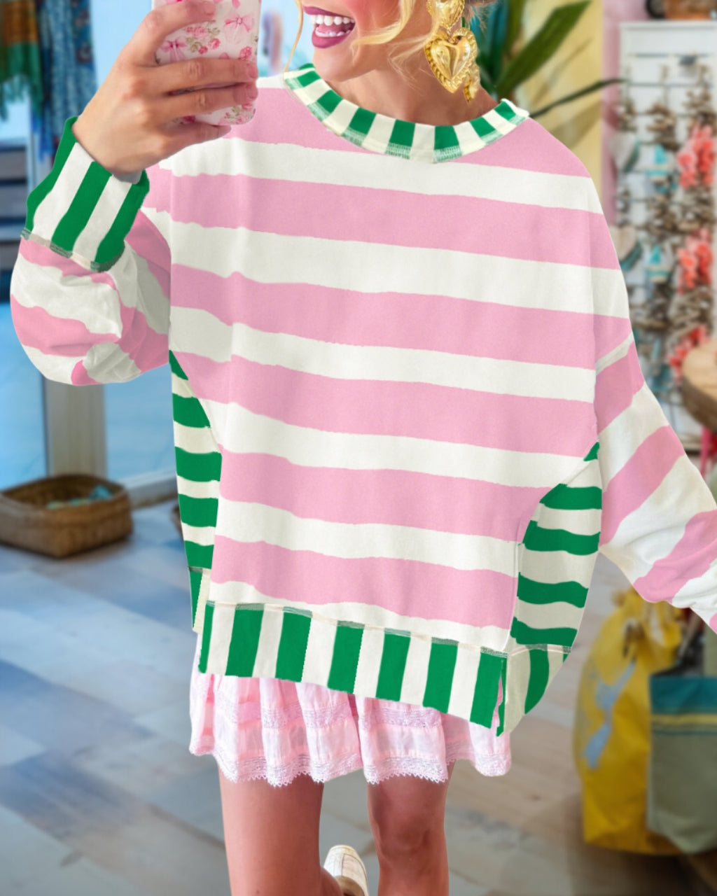 Whimsy Two-Tone Stripe Sweatshirt